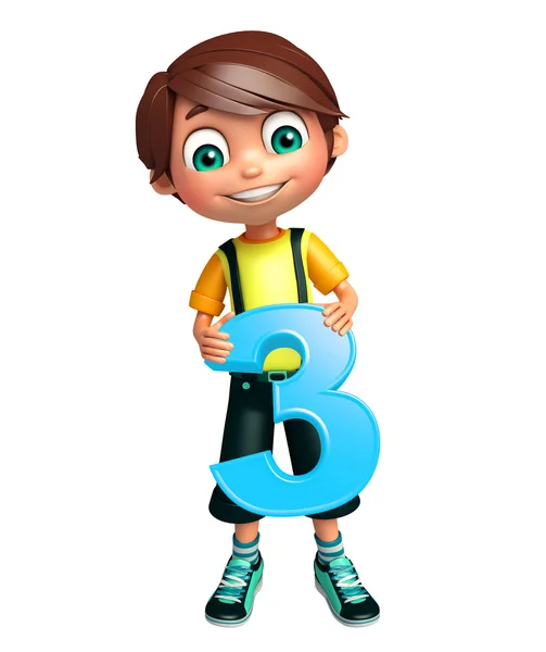 Kid boy with  3 digit — Stock Photo, Image