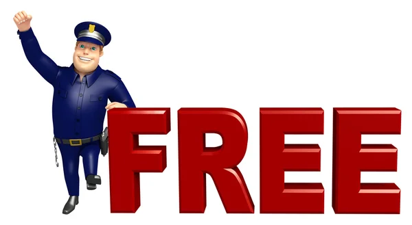 Police with Free Sign — Stock Photo, Image