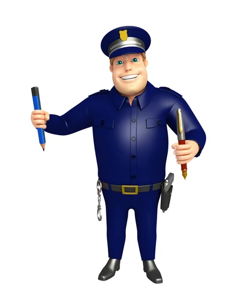 警察用钢笔和铅笔 — 图库照片