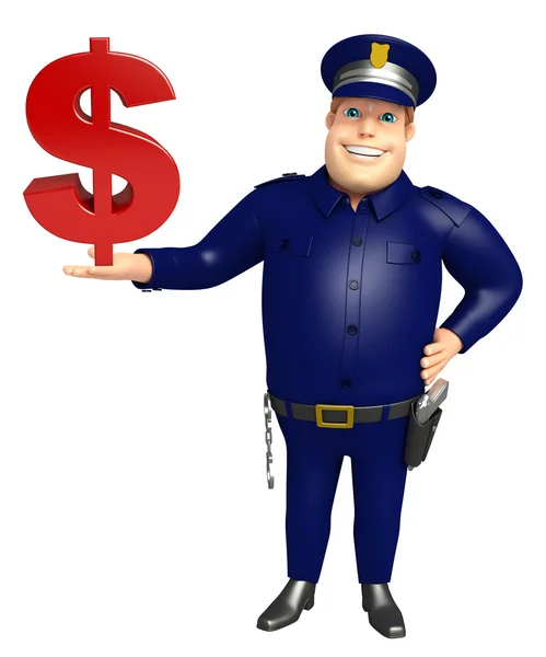 Dolar işareti olan polis — Stok fotoğraf