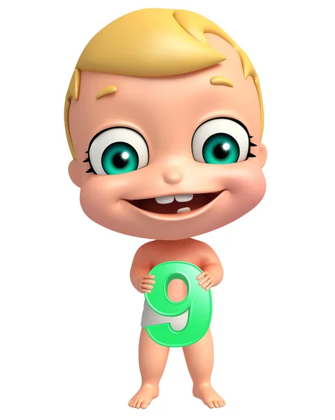 数字の 9 とかわいい赤ちゃん — ストック写真