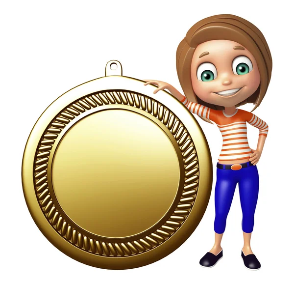 Jongen meisje met medaille — Stockfoto