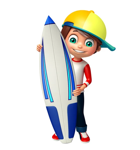 孩子男孩与冲浪板 — 图库照片
