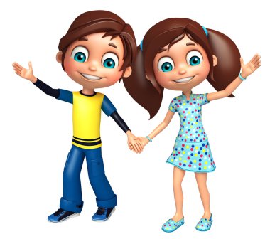 Çocuk çocuk ve kız komik poz