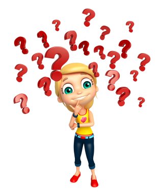 çocuk kız soru işareti işareti ile