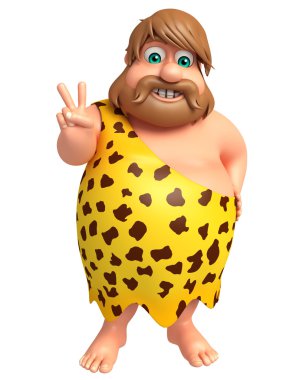 Mağara adamı zafer poza sahip