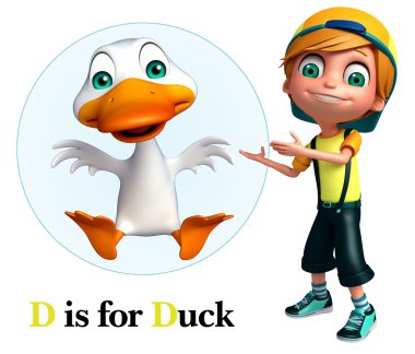 Çocuk çocuk ördek işaret