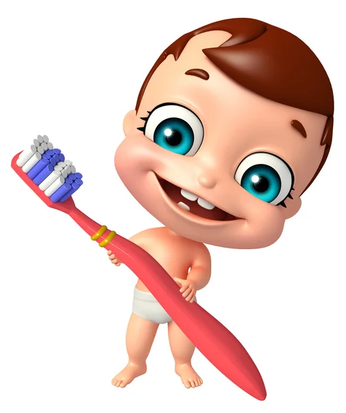 歯ブラシでかわいい赤ちゃん — ストック写真