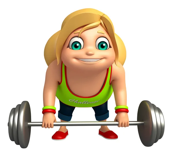 Kid girl with Weight — Stock Photo, Image