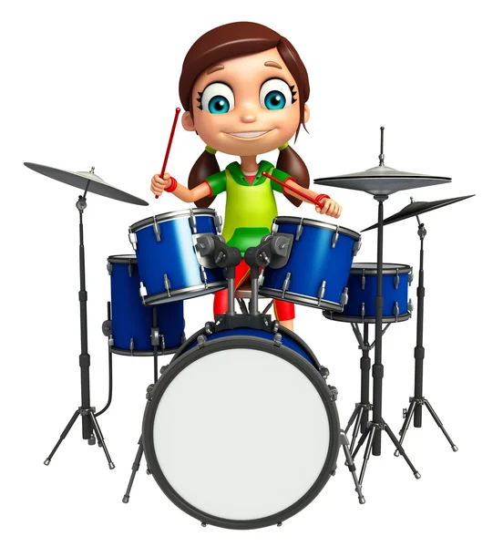 Дівчинка з барабаном — стокове фото
