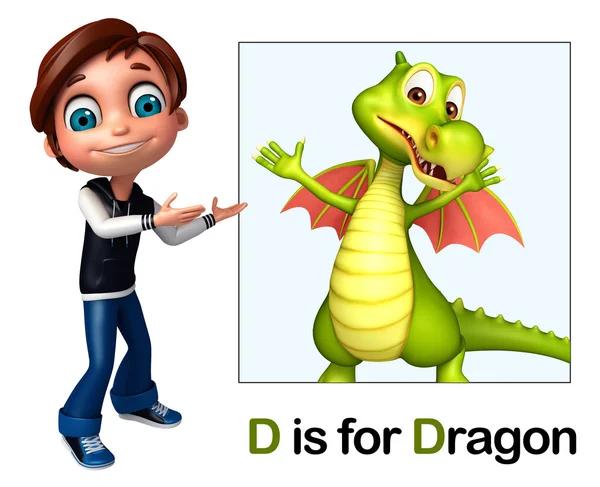 Jongen jongen wijzen Dragon — Stockfoto