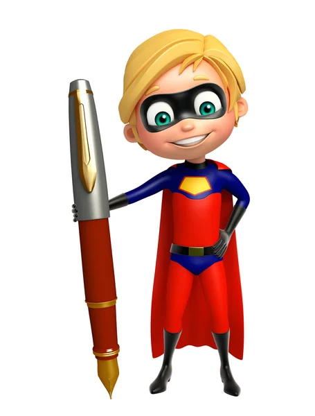 Superboy mit Stift — Stockfoto