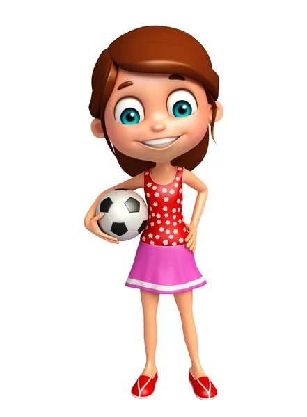 Kid girl com futebol — Fotografia de Stock