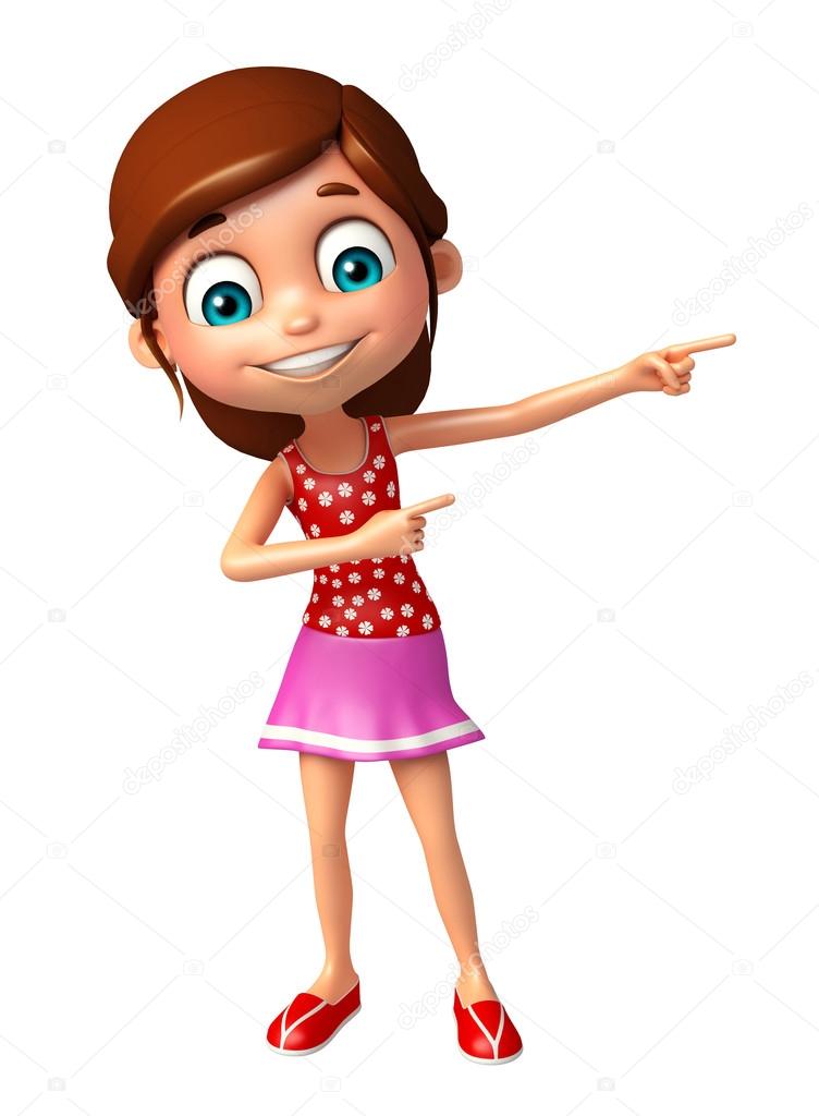kid girl with Pointing Pose
