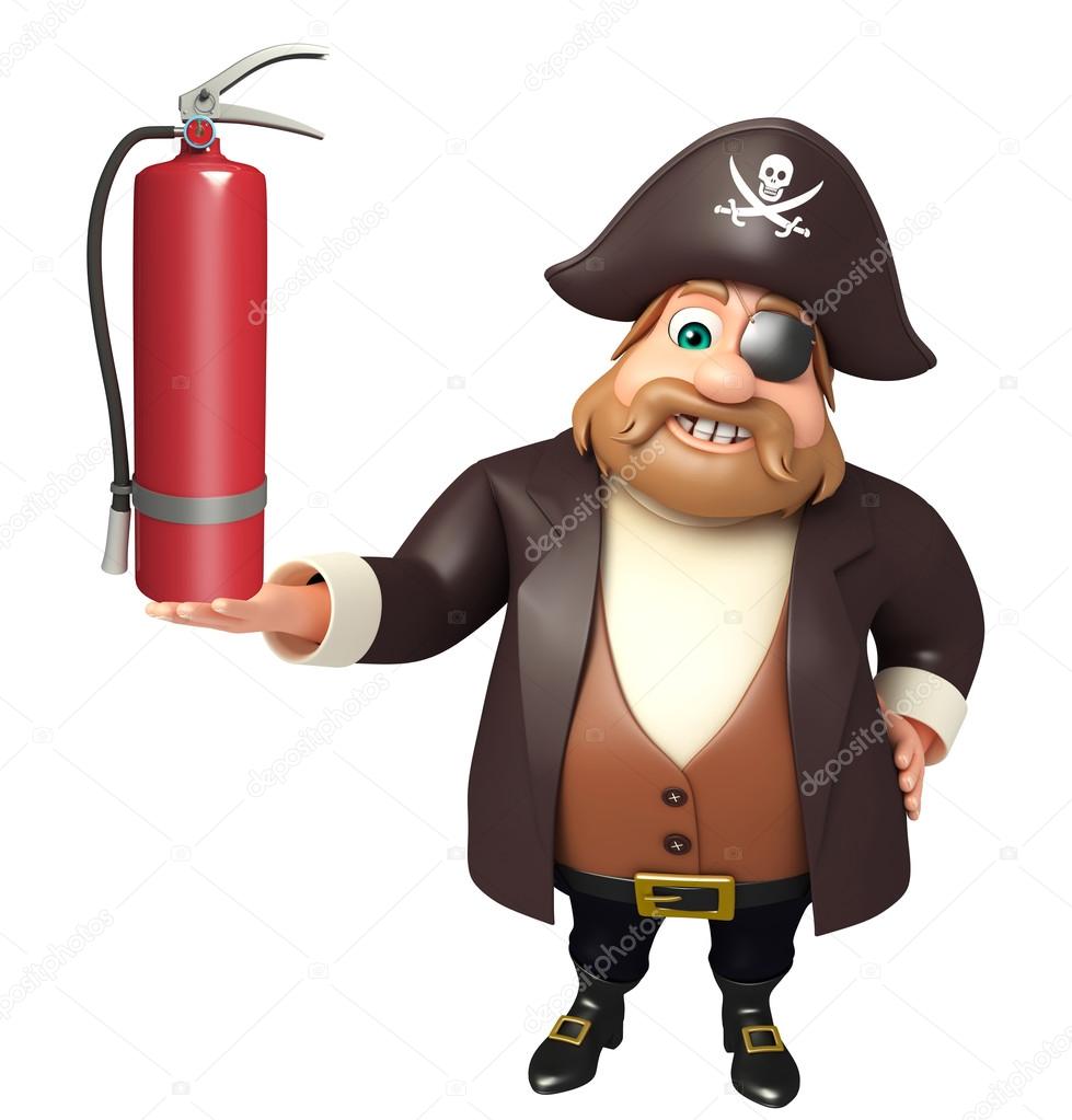 Pirate with fire extinguisher