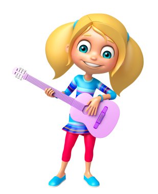 Gitar ile çocuk kız