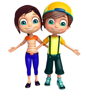 Çocuk çocuk ve kız komik poz