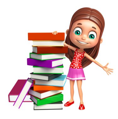 Kitap yığını ile çocuk kız