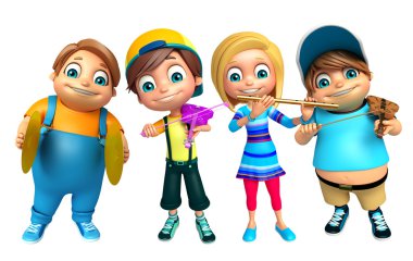 Çocuk erkek ve kız müzik aleti ile