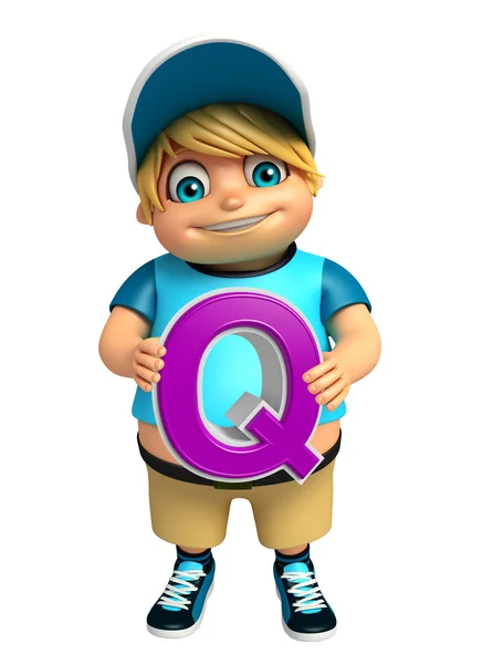 Παιδί αγόρι με Q alphabate — Φωτογραφία Αρχείου