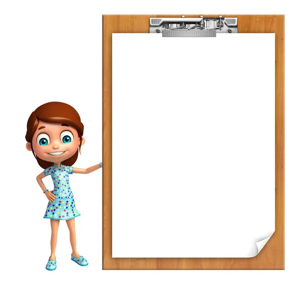 Kid girl with Exam pad — Stock Photo, Image