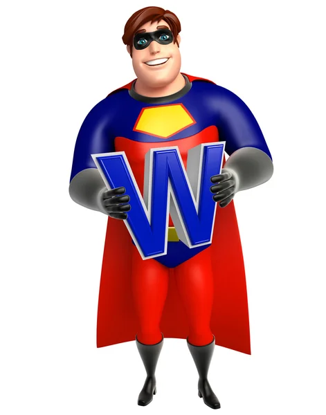 Superhero with  Alphabate W — Stock Photo, Image