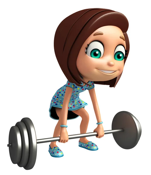 Kid girl with Gym Equipment — Stock Photo, Image