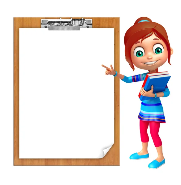 Kid girl with Exam pad — Stock Photo, Image