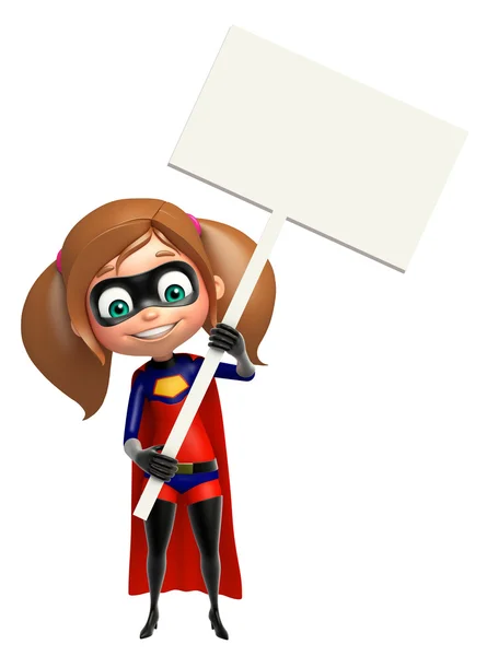 Supergirl z biały deska — Zdjęcie stockowe