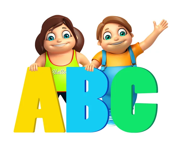 Junge und Mädchen mit Abc-Zeichen — Stockfoto