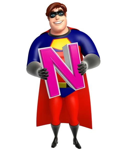 Superhero with  Alphabate N — Stock Photo, Image
