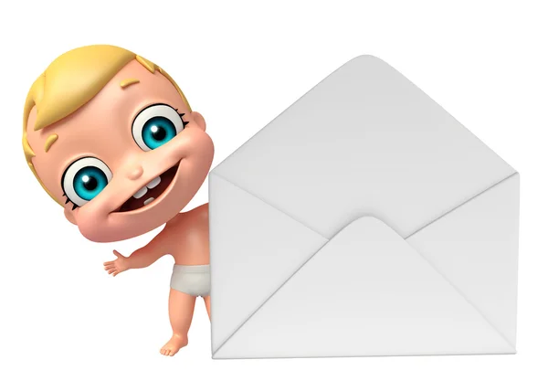 Χαριτωμένο μωρό με ταχυδρομική κάρτα — Φωτογραφία Αρχείου