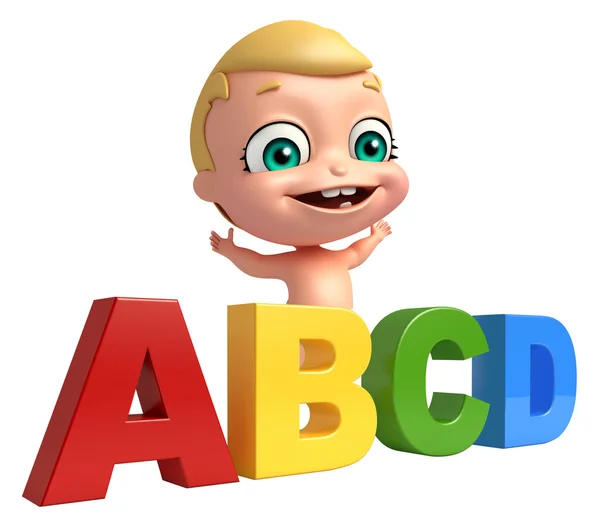 Lindo bebé con signo ABCD — Foto de Stock