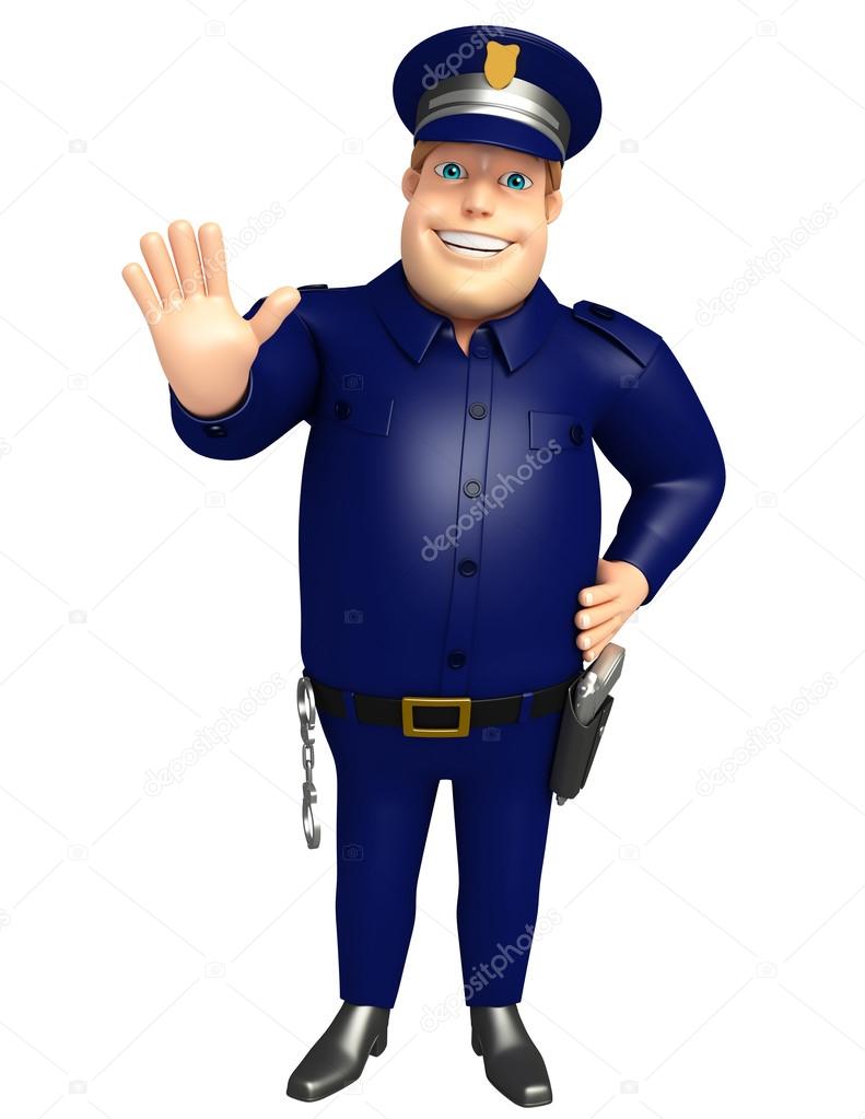 Police with Stop pose