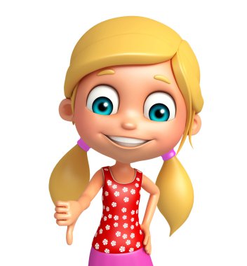 Başparmak çocuk kızla poz aşağı