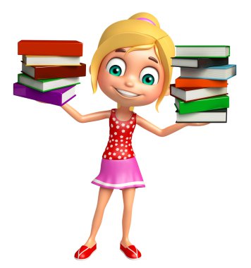 Kitap yığını ile çocuk kız