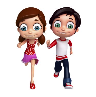 Çalışan poz ile kız ve çocuk çocuk çocuk