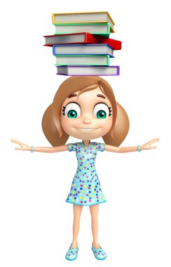 Kitap yığını ile çocuk kız