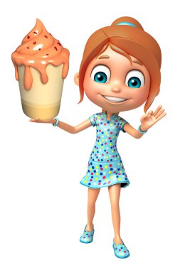 çocuk kız dondurma ile