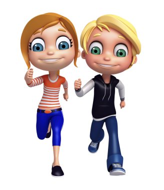 Çalışan poz ile kız ve çocuk çocuk çocuk