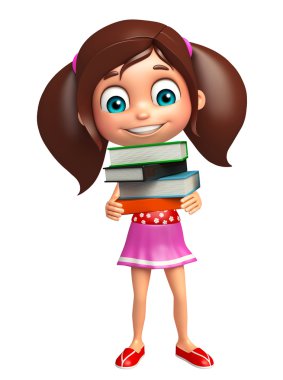 Kitap yığını ile çocuk kız