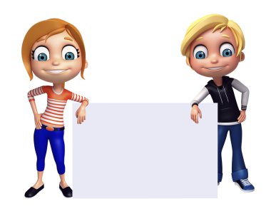 Beyaz tahta ile kız ve çocuk çocuk çocuk