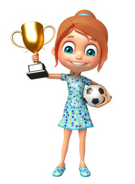 Kazanan Kupası ve futbol ile kız evlat