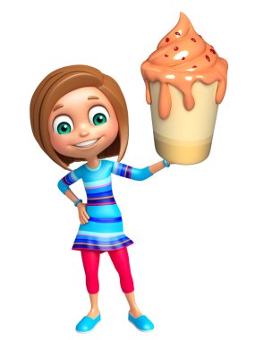 çocuk kız dondurma ile