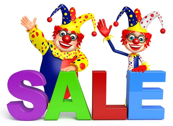 Clown con segno di vendita — Foto Stock