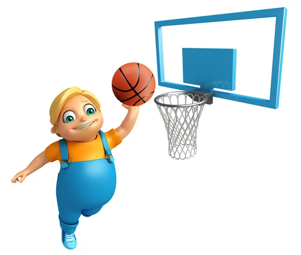 Jongen jongen met Basket ball — Stockfoto