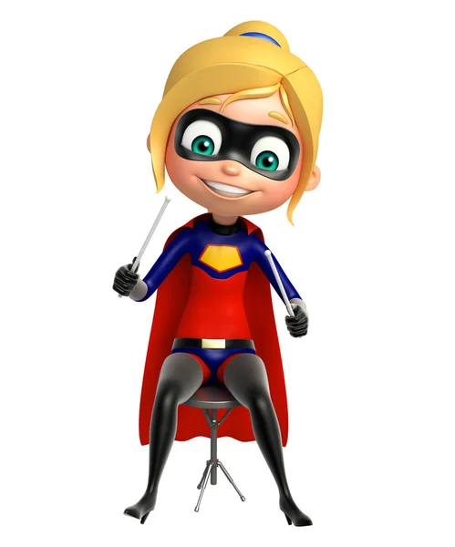 Supergirl com bastões de tambor — Fotografia de Stock