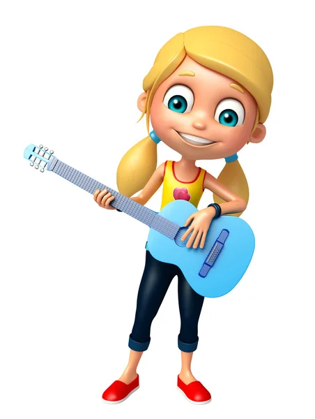 Gitar ile çocuk kız — Stok fotoğraf