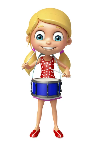 Девочка с барабаном — стоковое фото