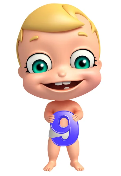 数字の 9 とかわいい赤ちゃん — ストック写真